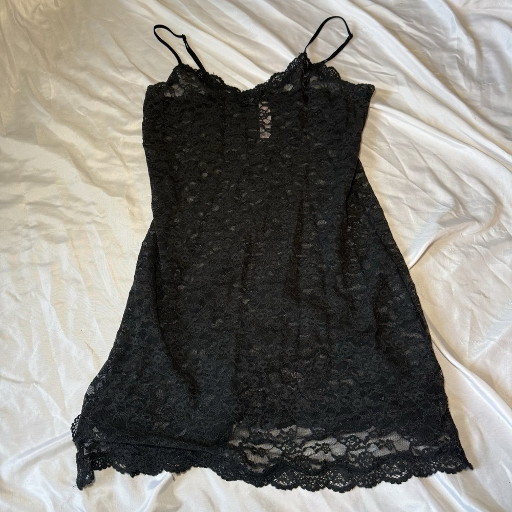 Victoria's Secret Black Lace Babydoll Chemise Sleep Dress Women's Small